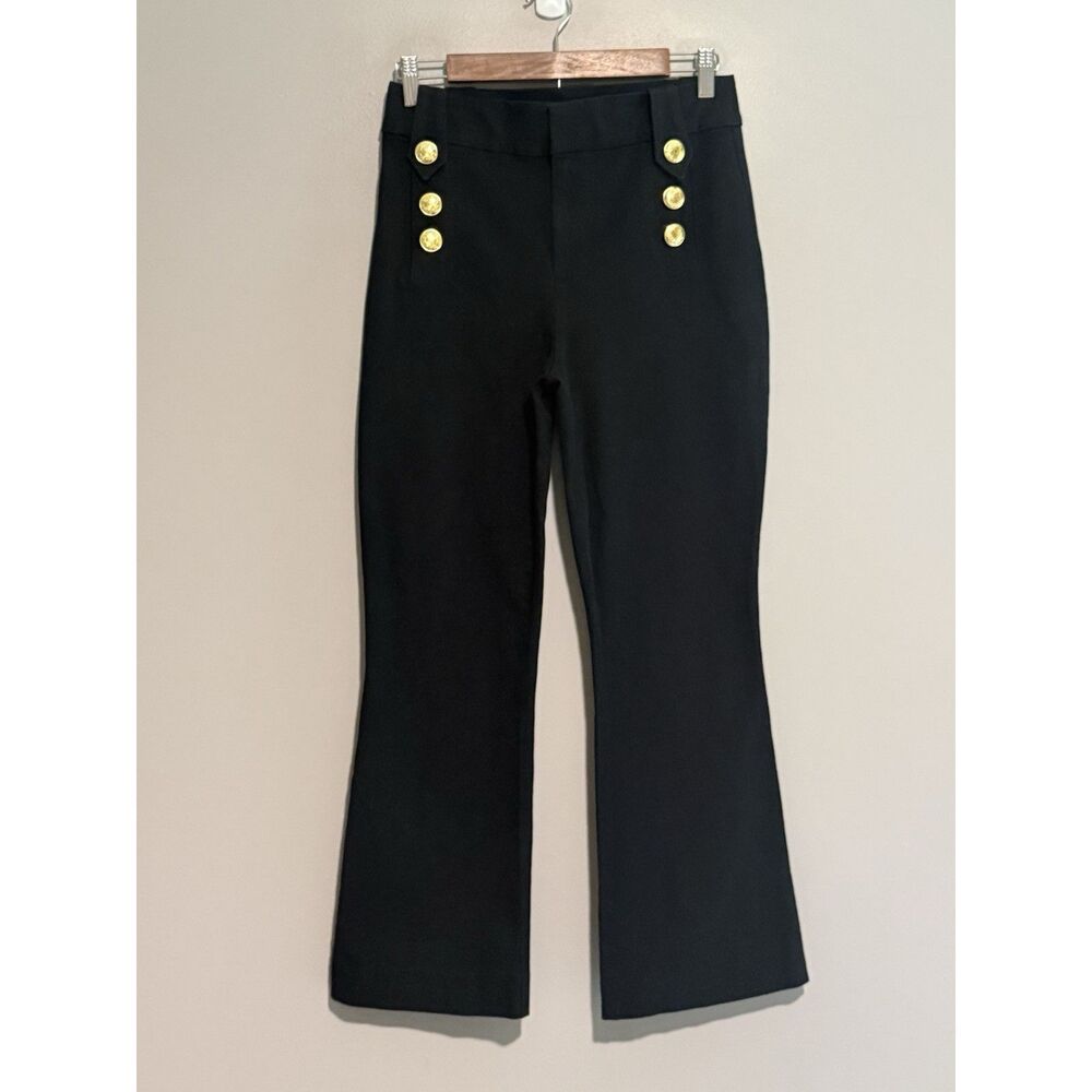 Lilly Pulitzer Parrish Crop Flare Pants Black Sailor Gold Buttons Preppy Size 4 - Picture 14 of 14